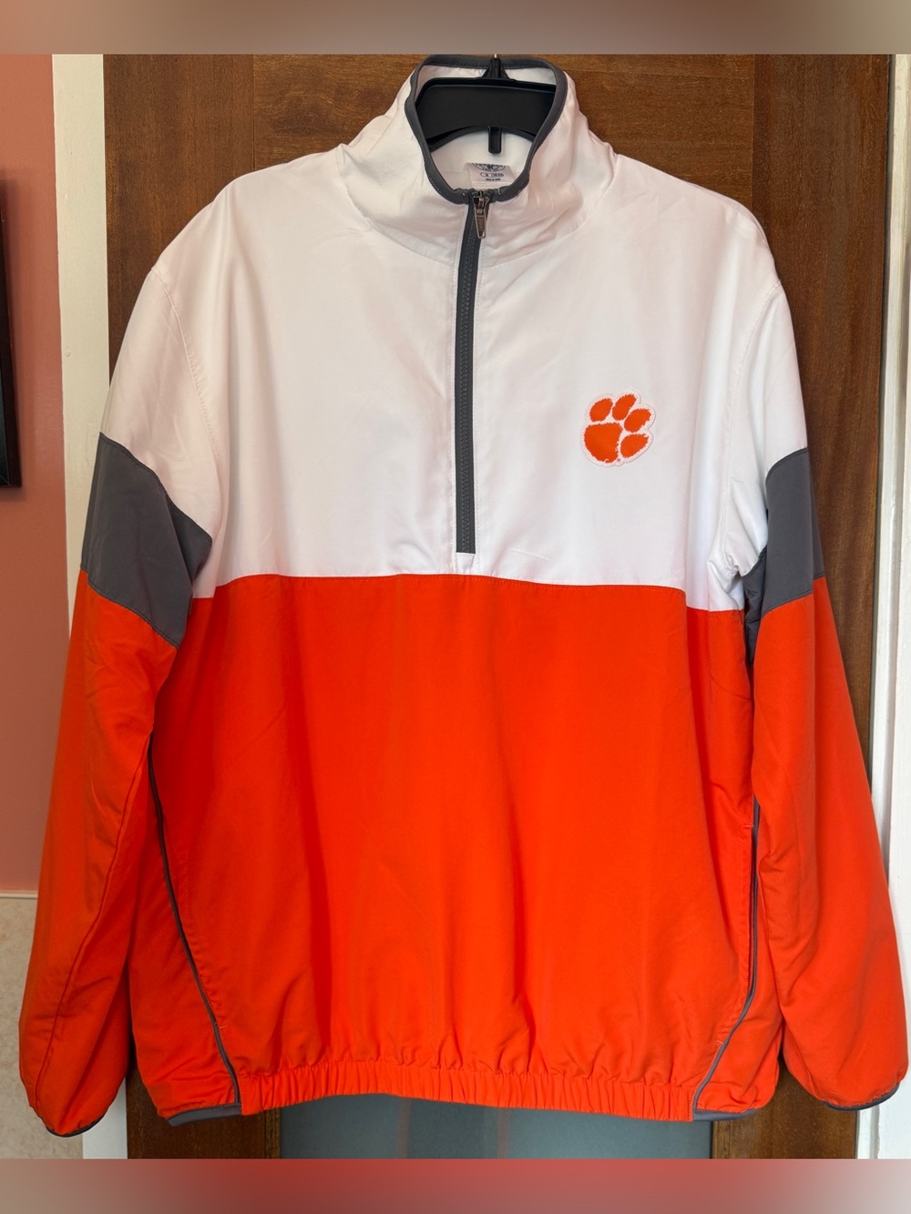 Clemson Tigers NCAA Orange/White On Field 1/2 Zip Windbreaker Jacket Unisex-M